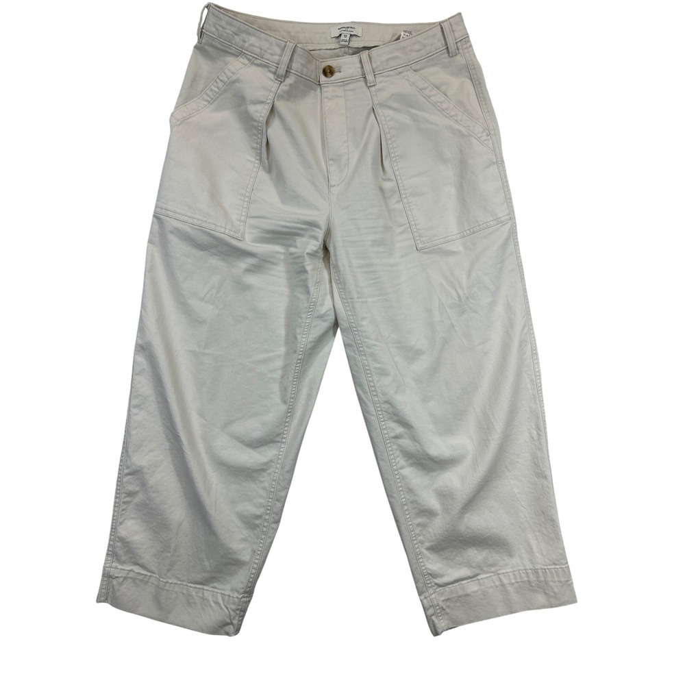 Banana Republic Cropped Pants Womens 12 Beige Authentic Chino Pleated‎ Utility